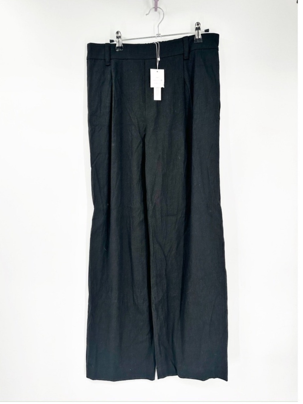NWT Vince Black Linen Blend Wide Leg Pull On Trousers $395. High Waist Size M - Picture 4 of 8